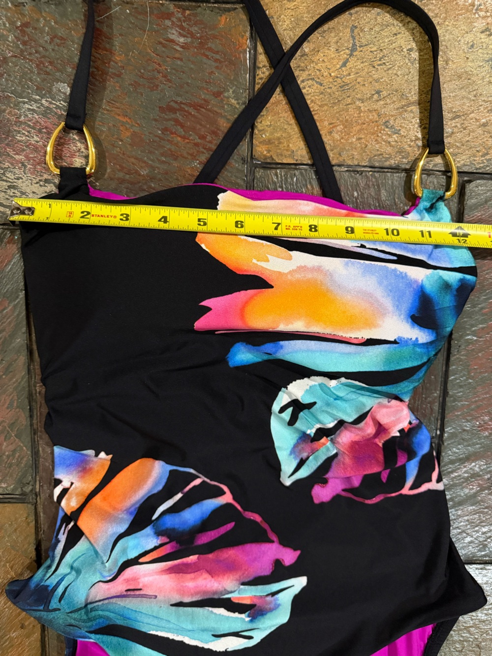 LA BLANCA 'Prism Palm' One Shoulder Black Multi One Piece Swimsuit Size M - Picture 7 of 8